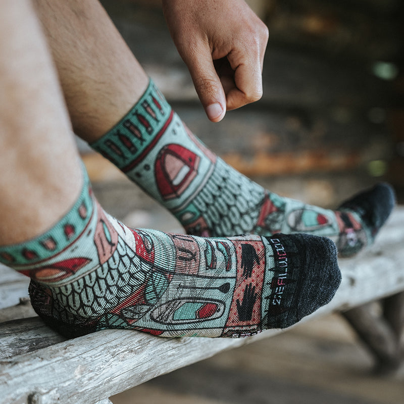 Trail Run Pattern Merino Wool Socks