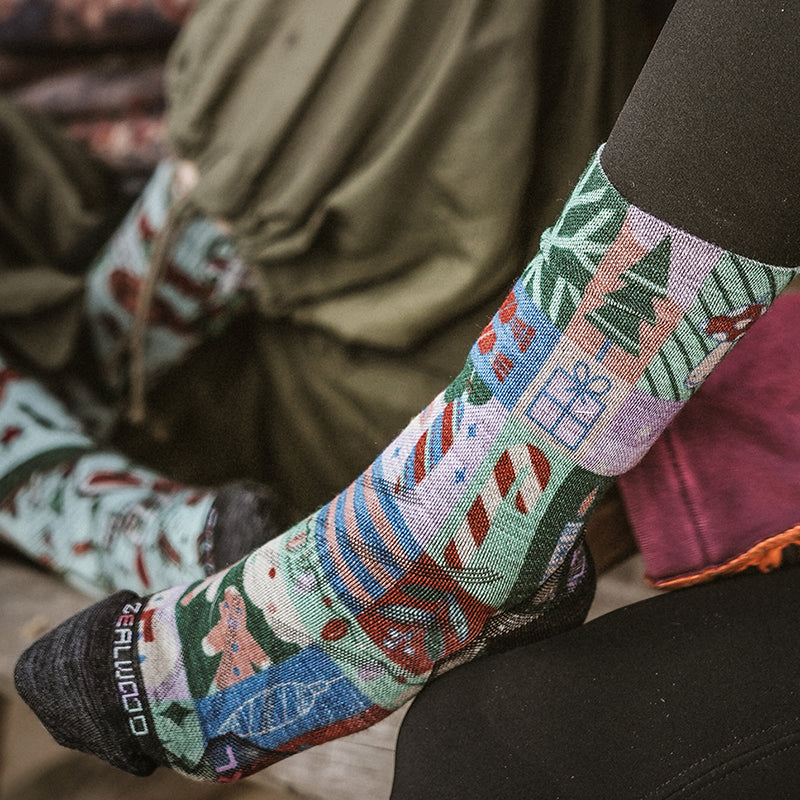 Trail Run Pattern Merino Wool Socks