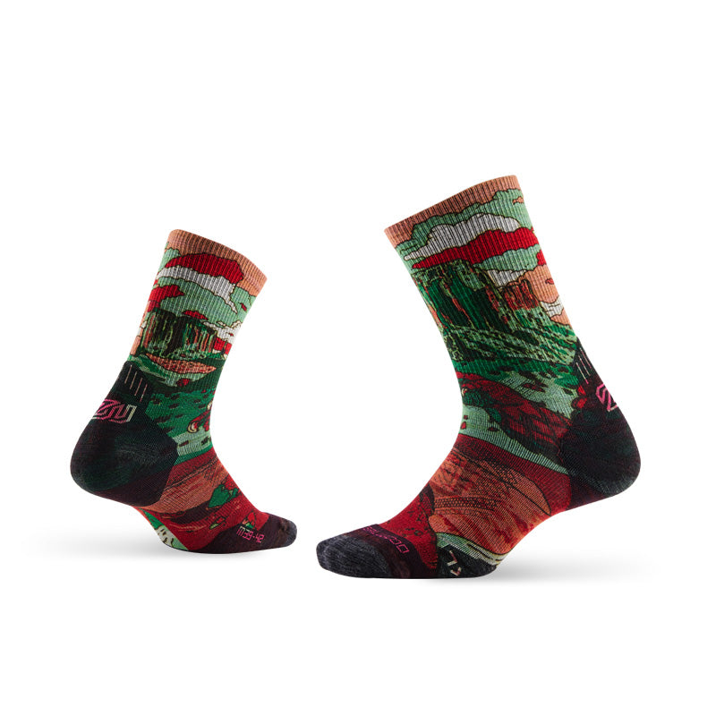 Trail Run Pattern Merino Wool Socks