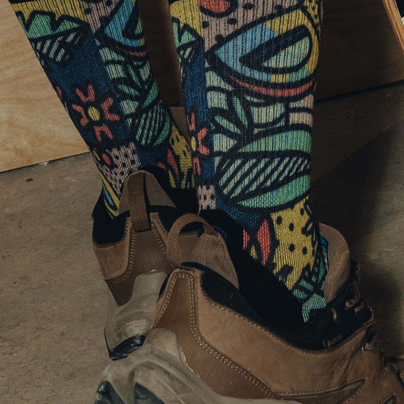 Trail Run Pattern Merino Wool Socks