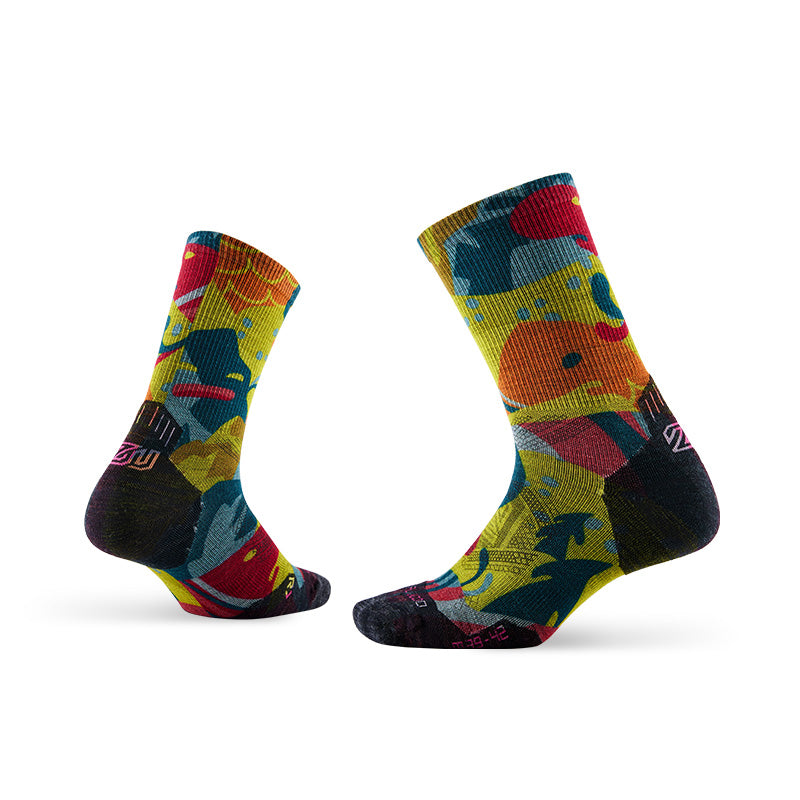 Trail Run Pattern Merino Wool Socks
