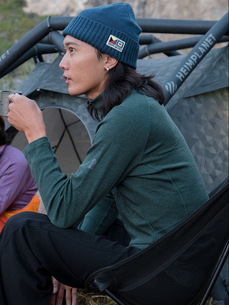 16.5μm Men‘s Long-sleeved Merino Wool Stand-up Collar T-shirt (250g)