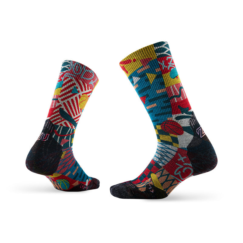Trail Run Pattern Merino Wool Socks