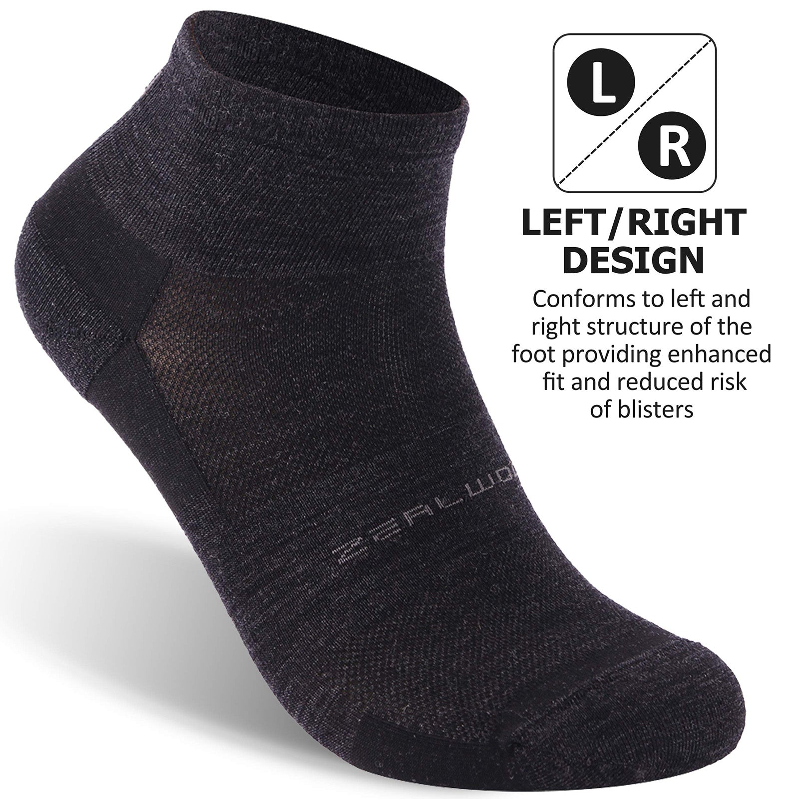 3 Pairs Athletic Running Sock ZEALWOOD Merino Wool Anti-blister Hiking Sock