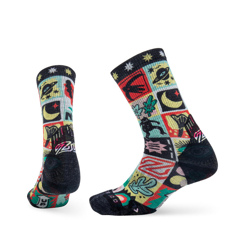 Trail Run Pattern Merino Wool Socks