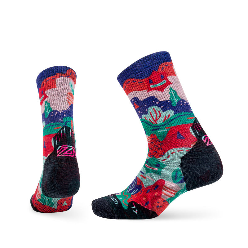 Trail Run Pattern Merino Wool Socks