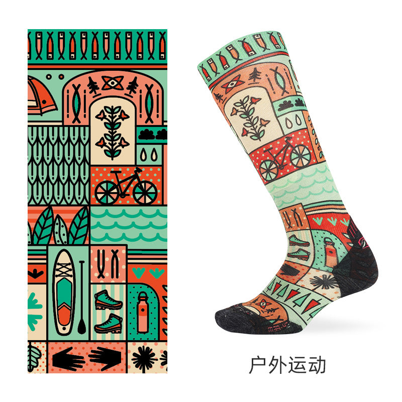 SKI PATTERN II Merino Wool Crew Socks