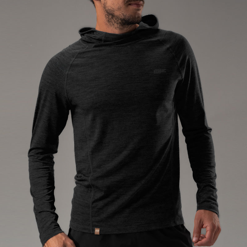 17.5μm Men‘s long-sleeved Merino Wool Hoodie Shirt (150g)