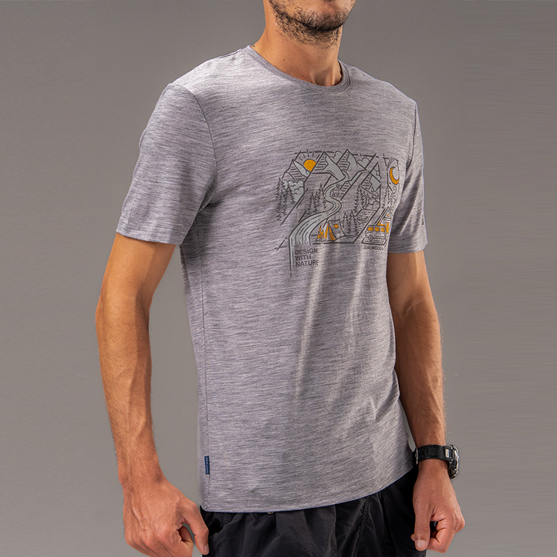 17.5μm Men‘s Wool Short Sleeve T-shirt (Z-mark) (150g)