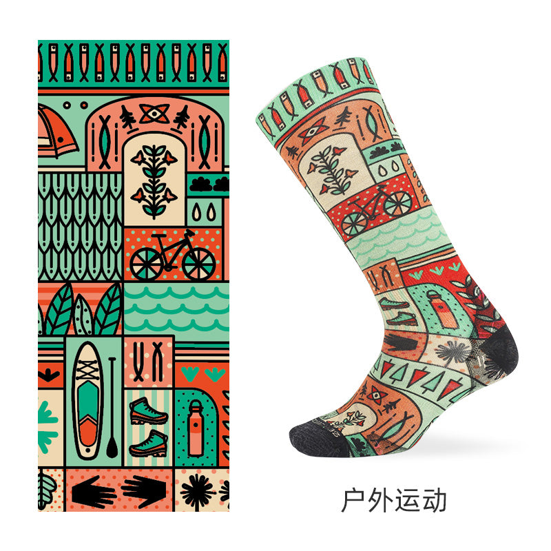 SKI PATTERN I Merino Wool Crew Socks