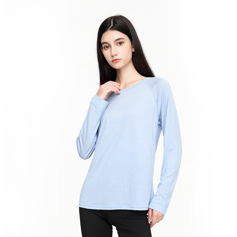 17.5μm ZEALWOOD Women‘s Long-sleeved Merino Wool T-shirt (200g)