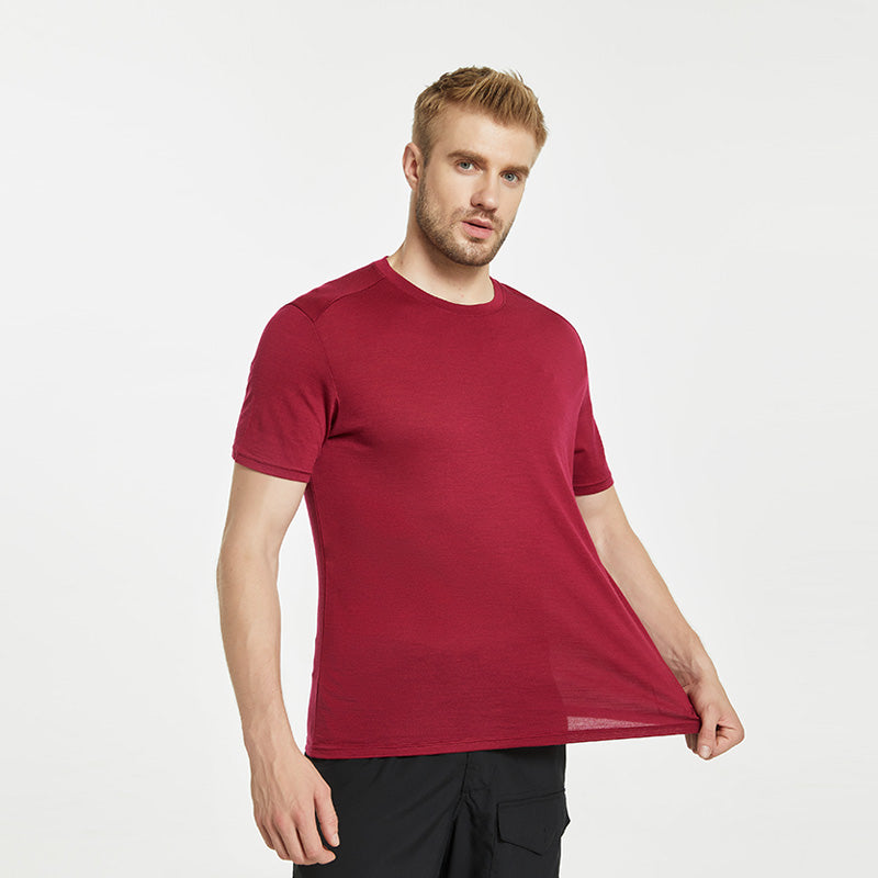 17.5μm Men's Wool Tencel Short Sleeve T-shirt Designer Series (150g)