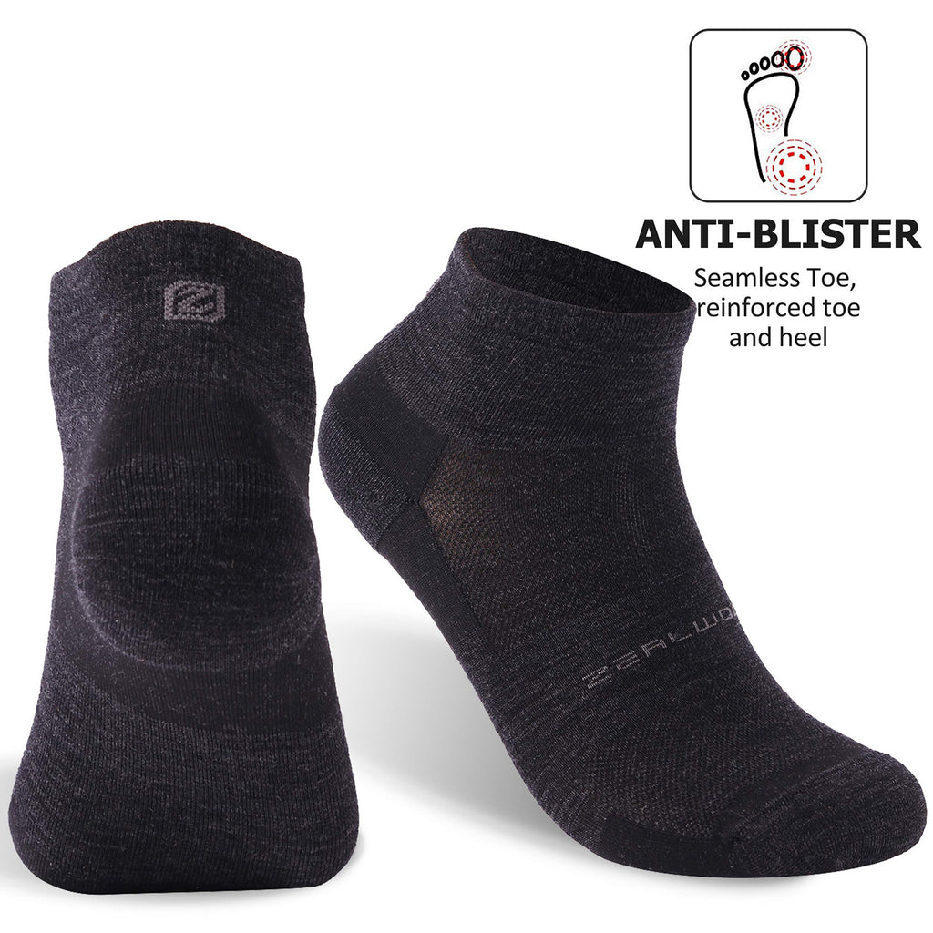 3 Pairs Athletic Running Sock ZEALWOOD Merino Wool Anti-blister Hiking Sock