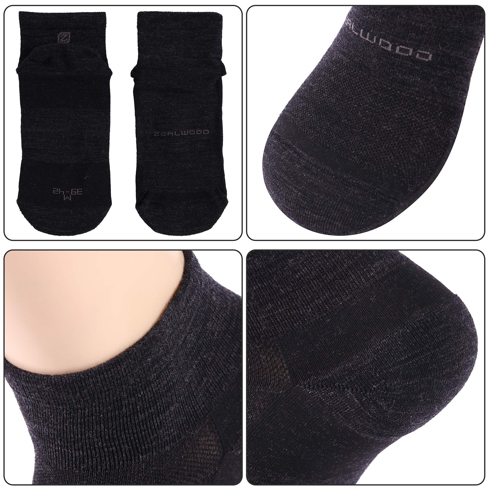 3 Pairs Athletic Running Sock ZEALWOOD Merino Wool Anti-blister Hiking Sock