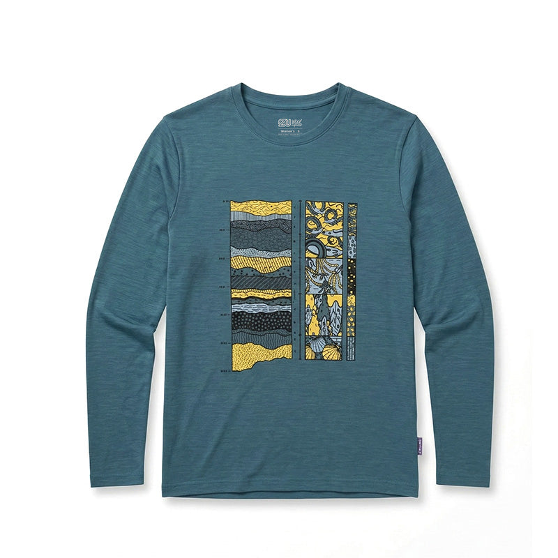 17.5µm Women's Long-sleeved Tencel Merino Wool Pattern T-shirt (150g)