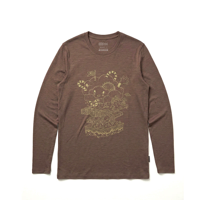 17.5µm Women's Long-sleeved Tencel Merino Wool Pattern T-shirt (150g) - Image 2