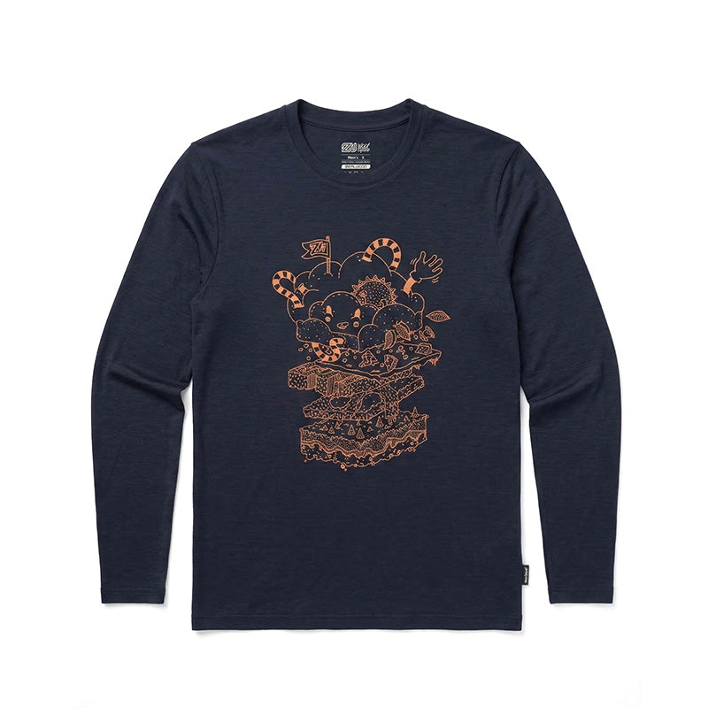 17.5µm Men's Long-sleeved Tencel Merino Wool Pattern T-shirt (150g) - Image 3