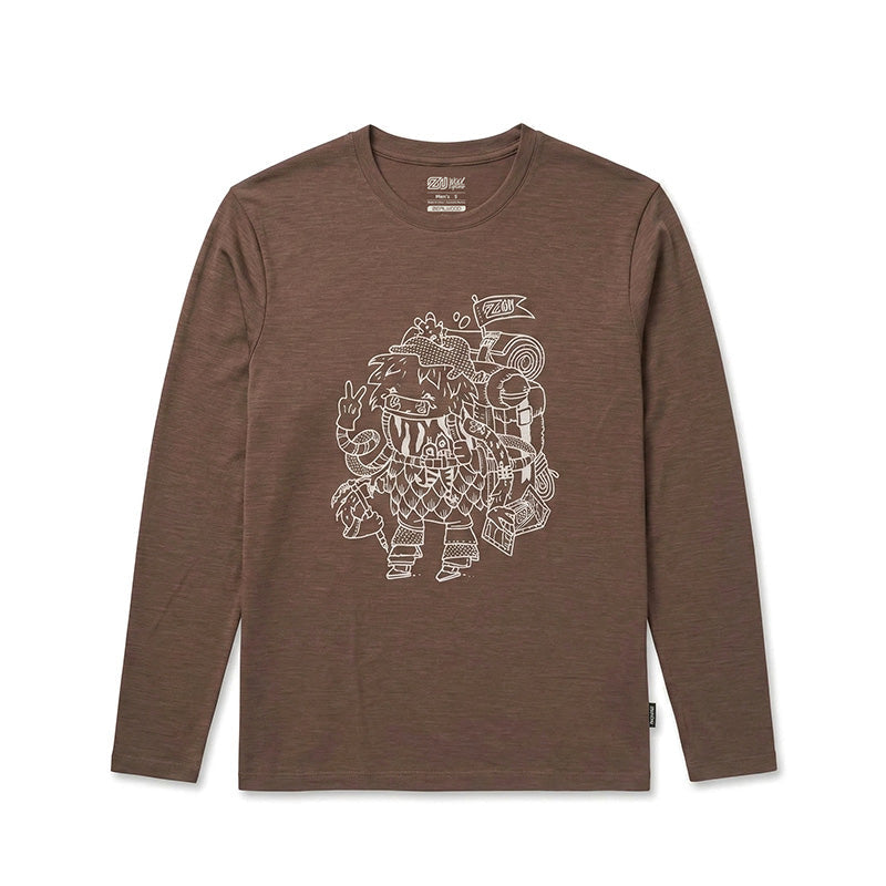 17.5µm Men's Long-sleeved Tencel Merino Wool Pattern T-shirt (150g) - Image 2