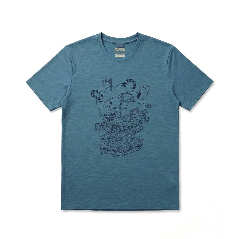 17.5µm Men's Short-sleeved Tencel Merino Wool Pattern T-shirt (150g) - Image 5