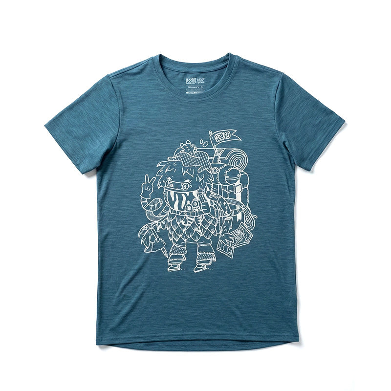 17.5µm Women's Short-sleeved Tencel Merino Wool Pattern T-shirt (150g)