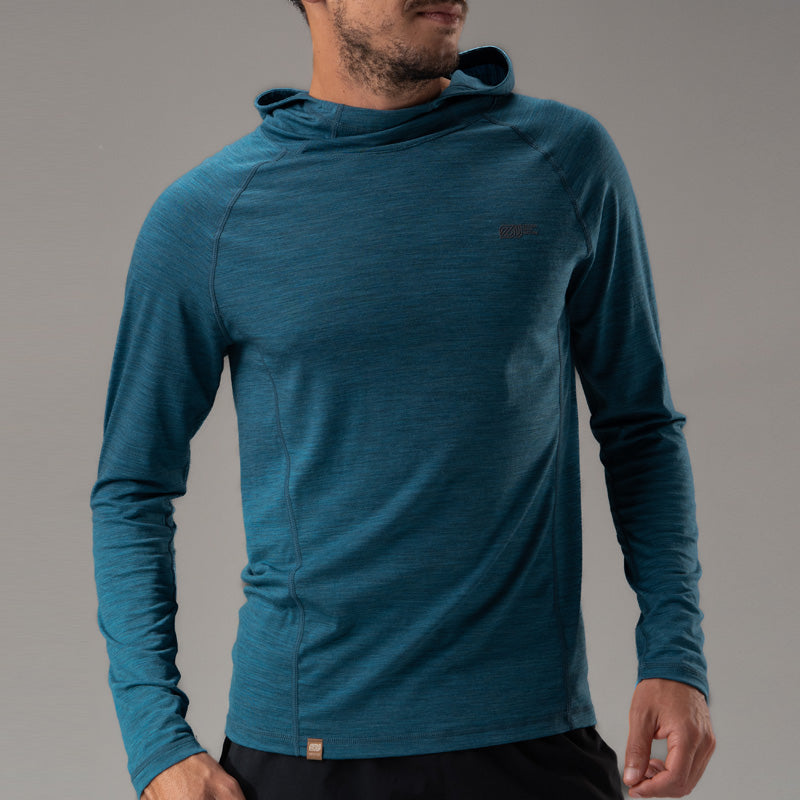 17.5μm Men's Long-Sleeve Merino Wool Hoodie Shirt (150g)