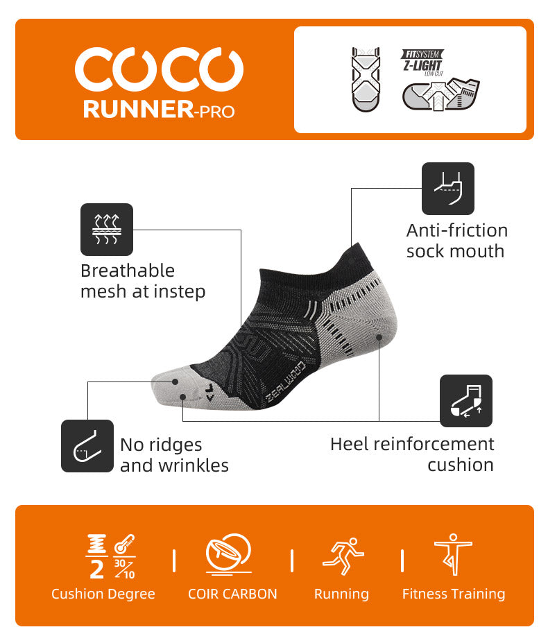 Runner-Pro Carbon Cotton No Show Socks - Image 5