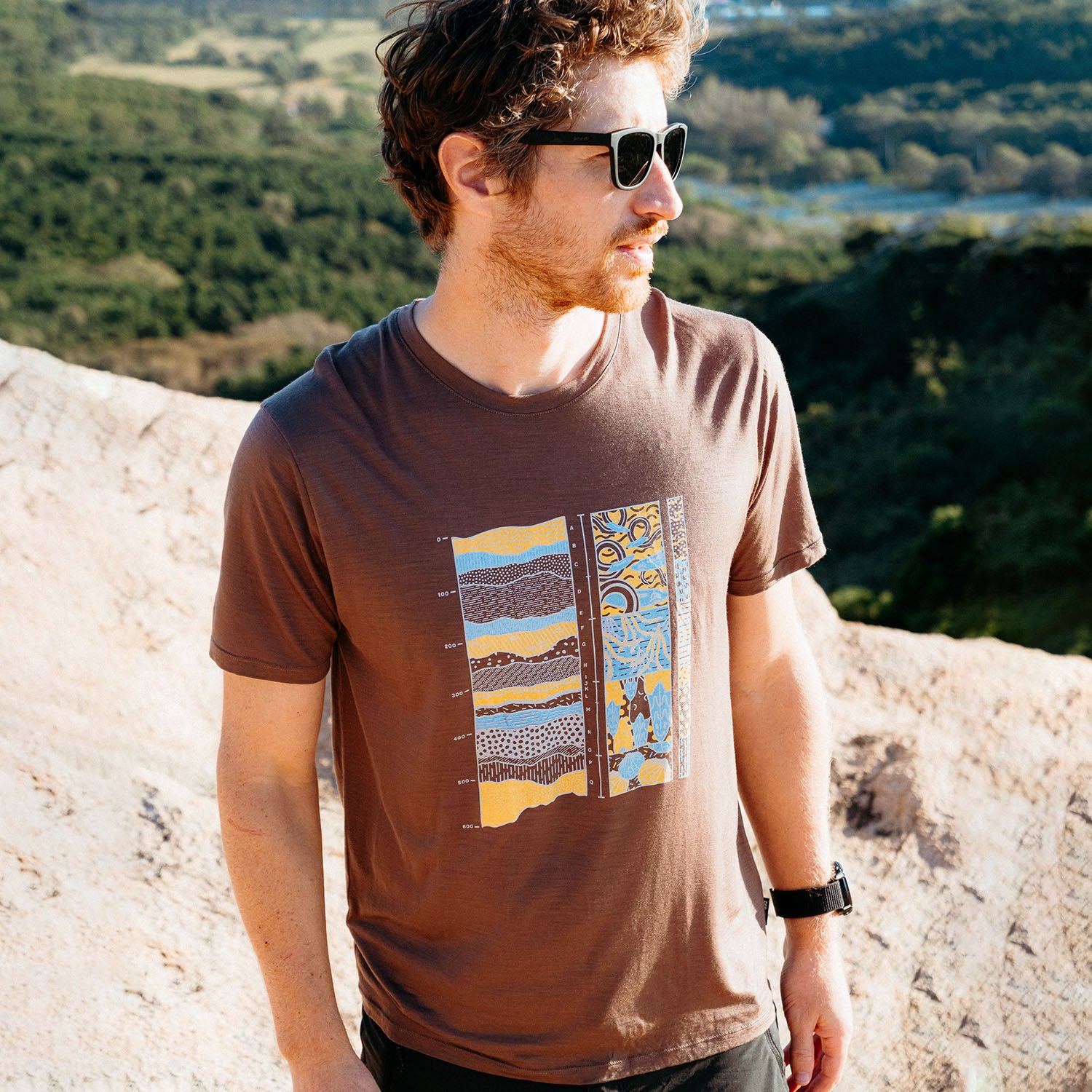 17.5µm Men's Short-sleeved Tencel Merino Wool Pattern T-shirt (150g) - Image 2