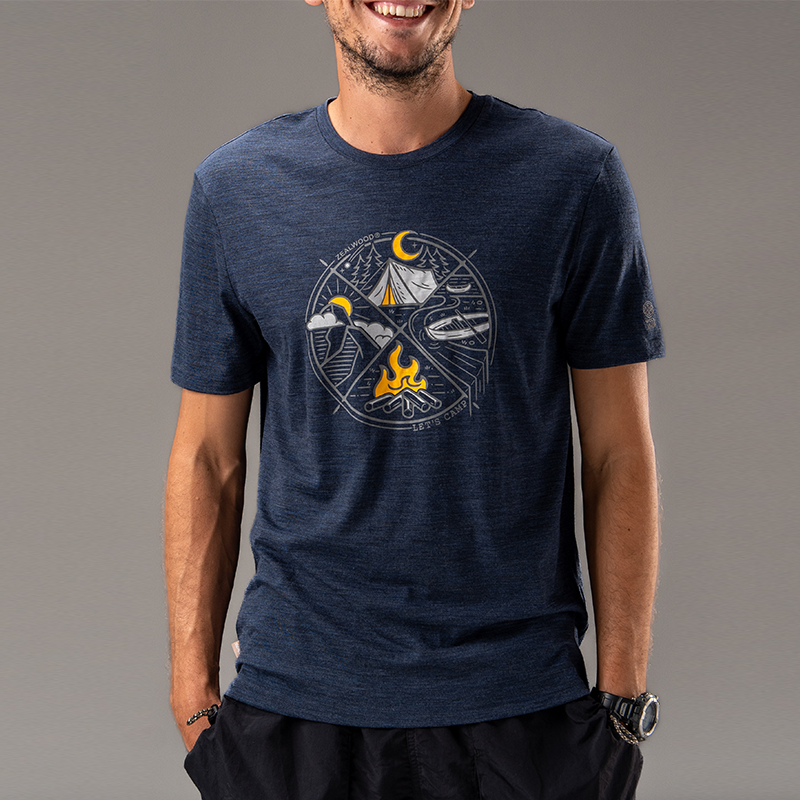17.5μm Men's Wool Short Sleeve T-shirt (Camping) 150g