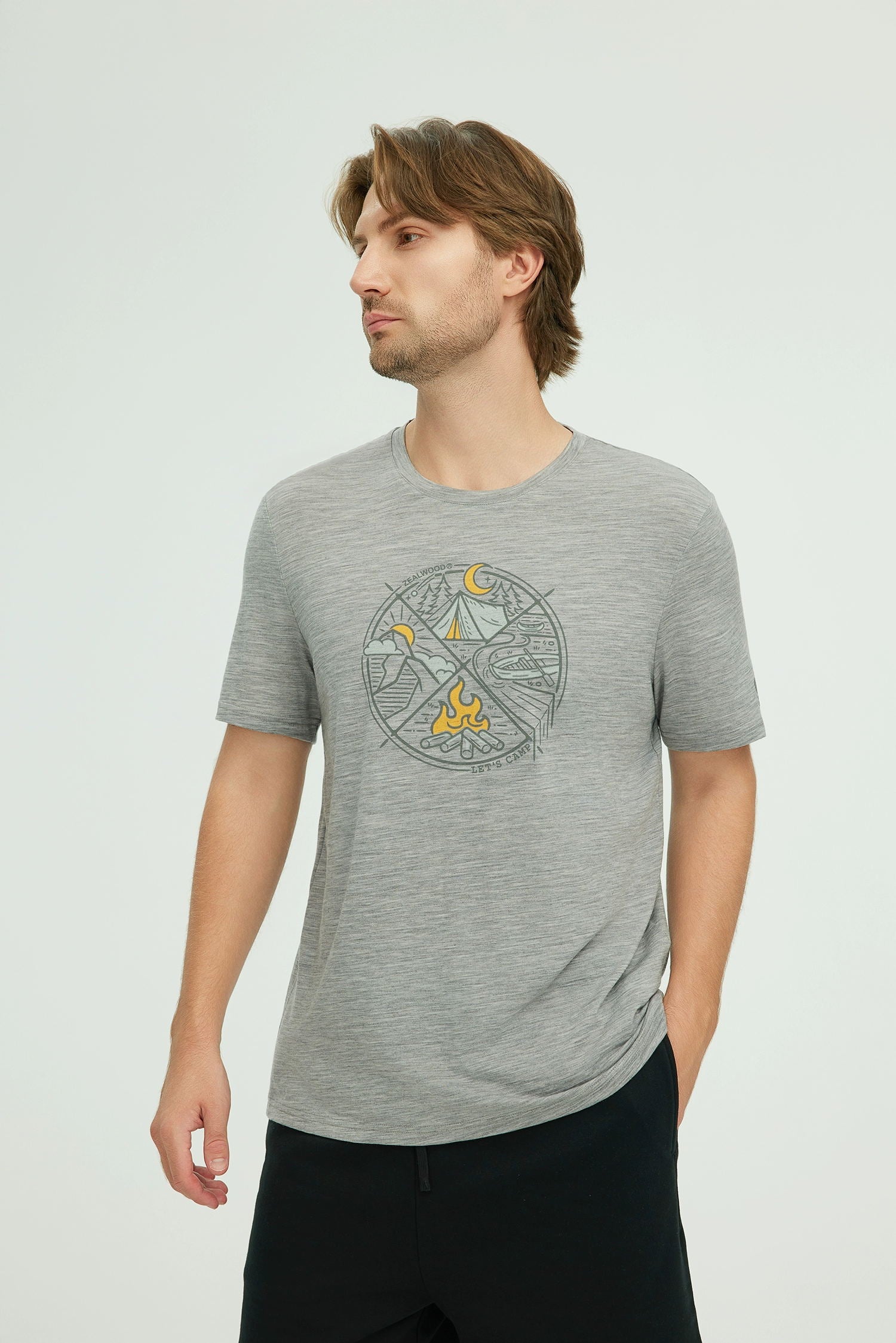 17.5μm Men's Wool Short Sleeve T-shirt (Camping) 150g - Image 2